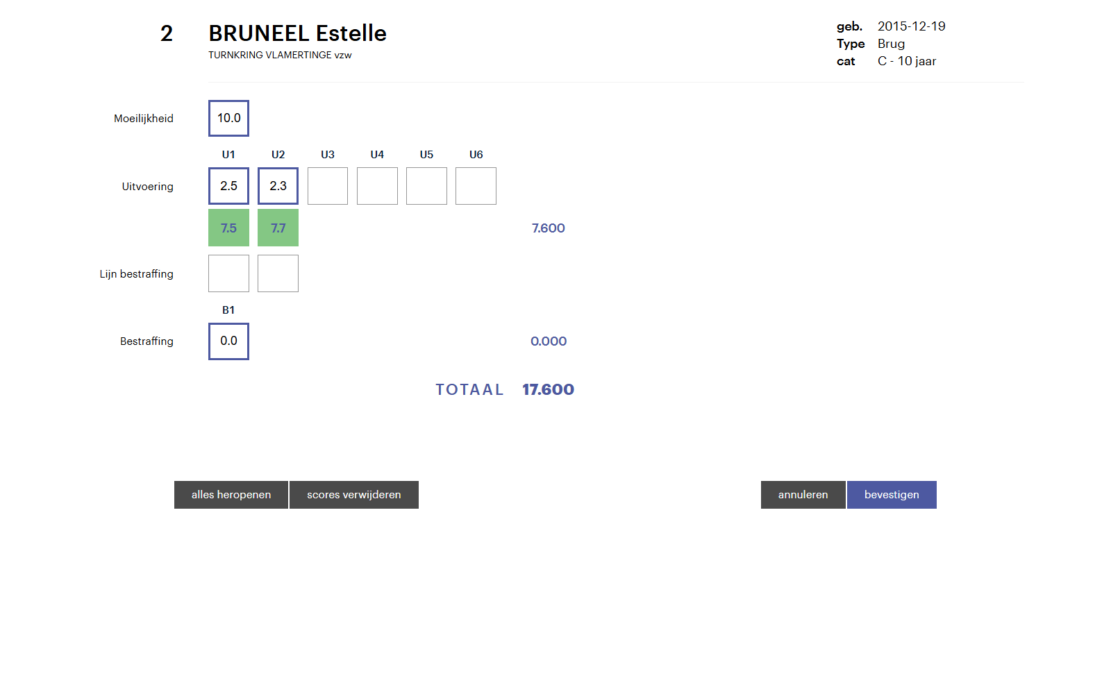 Voorzitter scores controleren