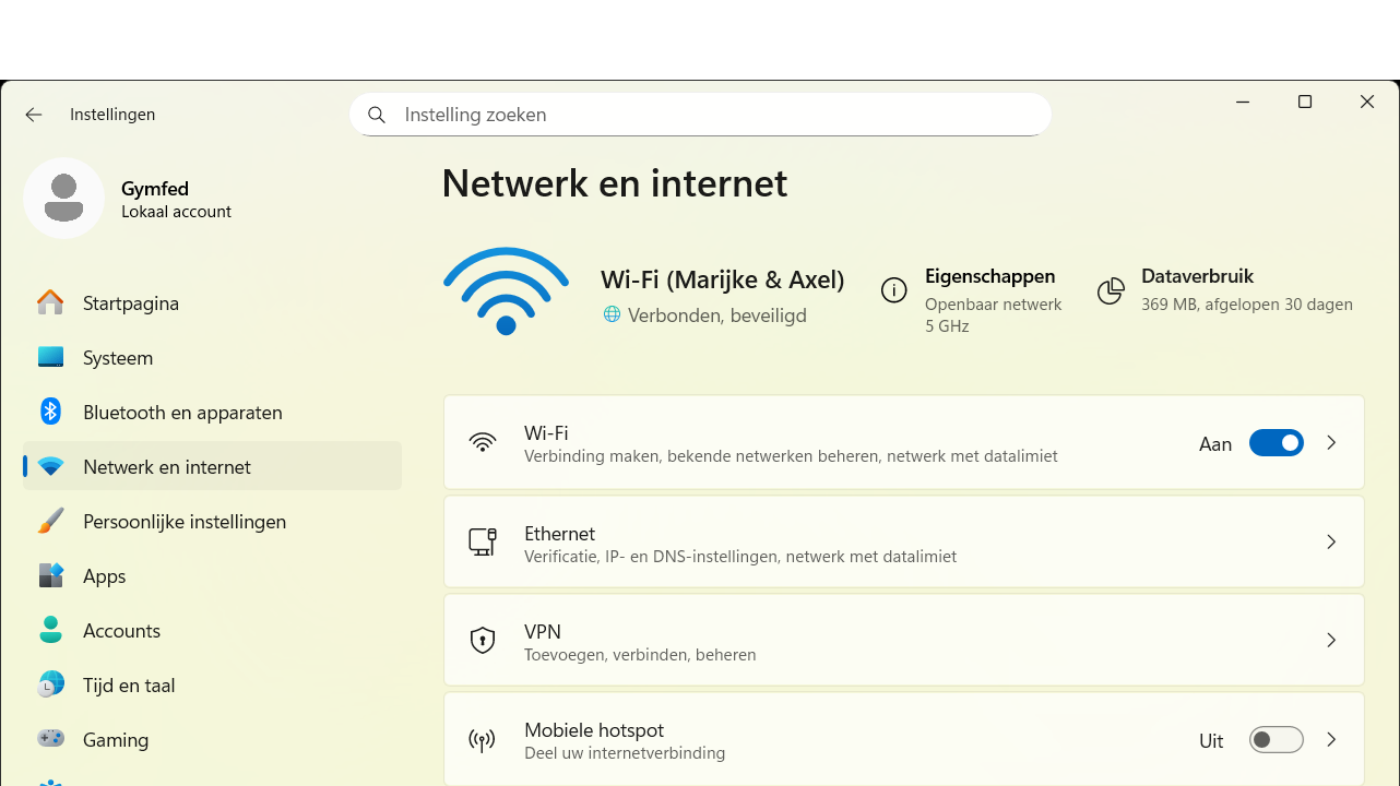 Windows instellingen