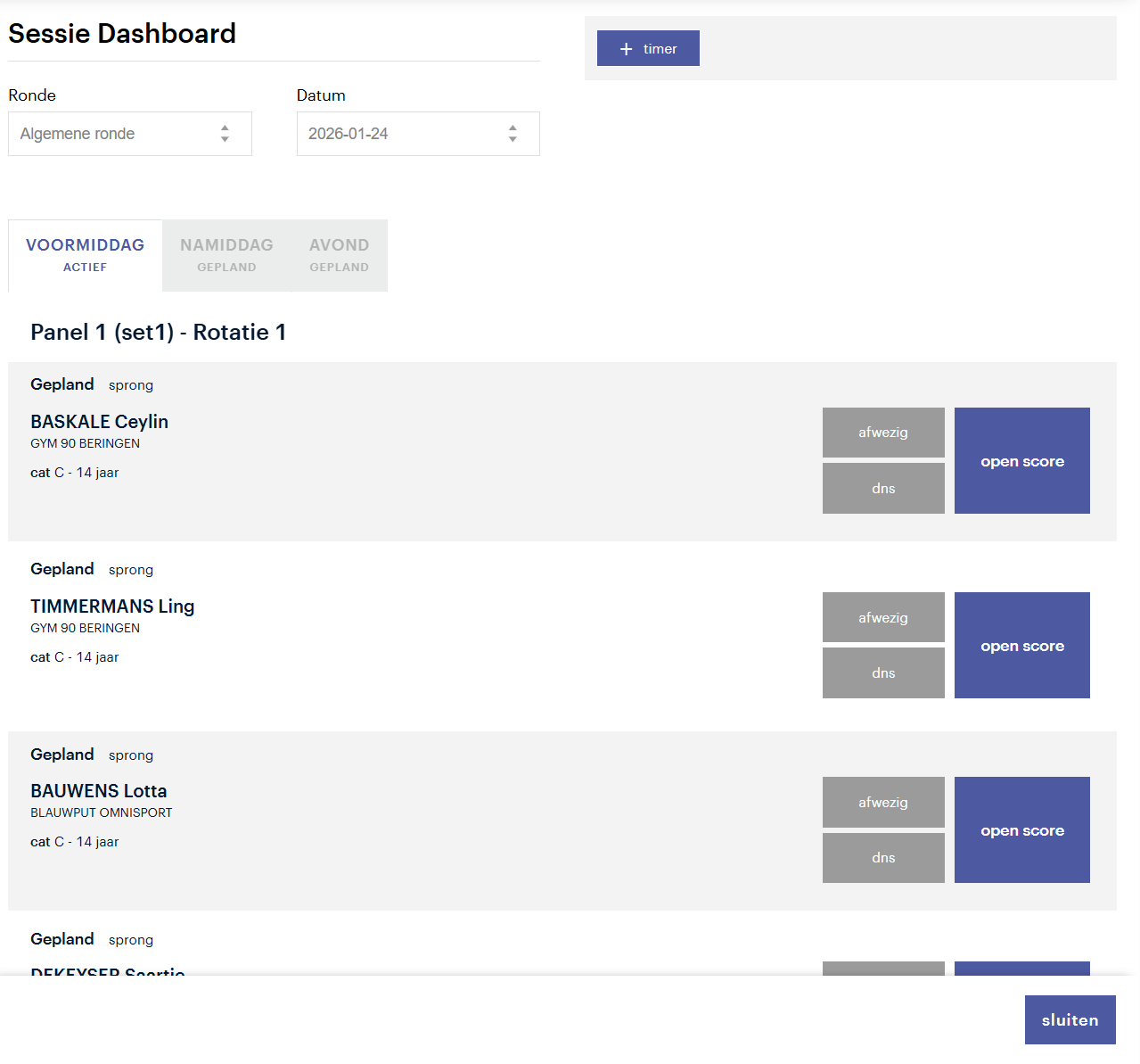 Afwezigen aanduiden in het dashboard