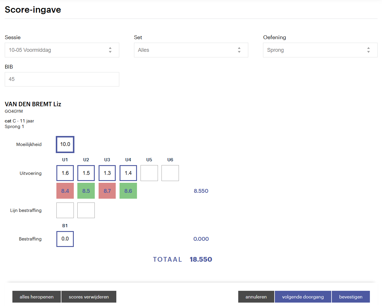 Score-ingave manueel